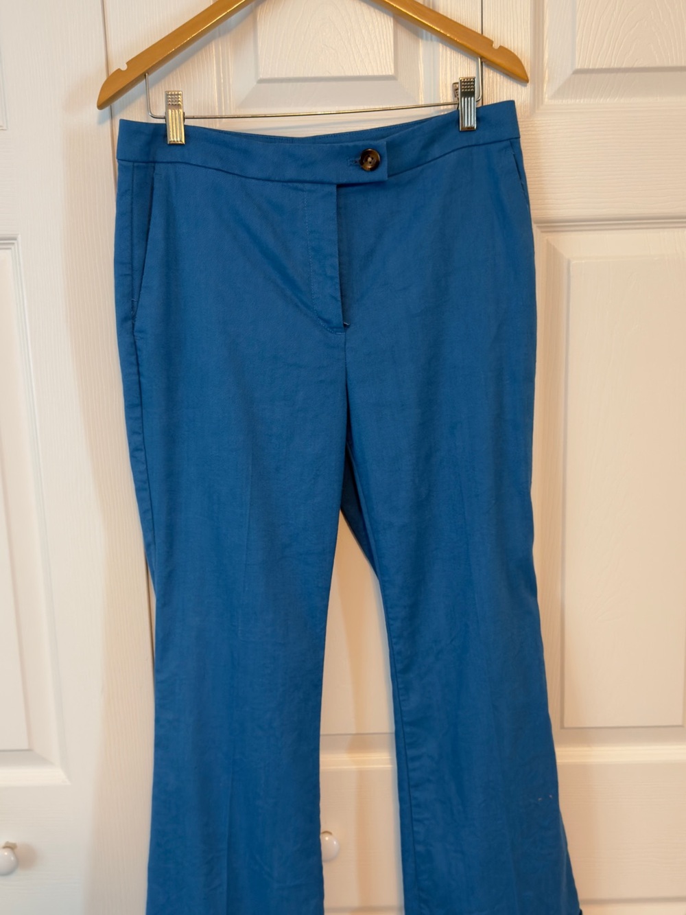 Ann Taylor Cerulean Blue Boot-Cut Linen Stretch Pants